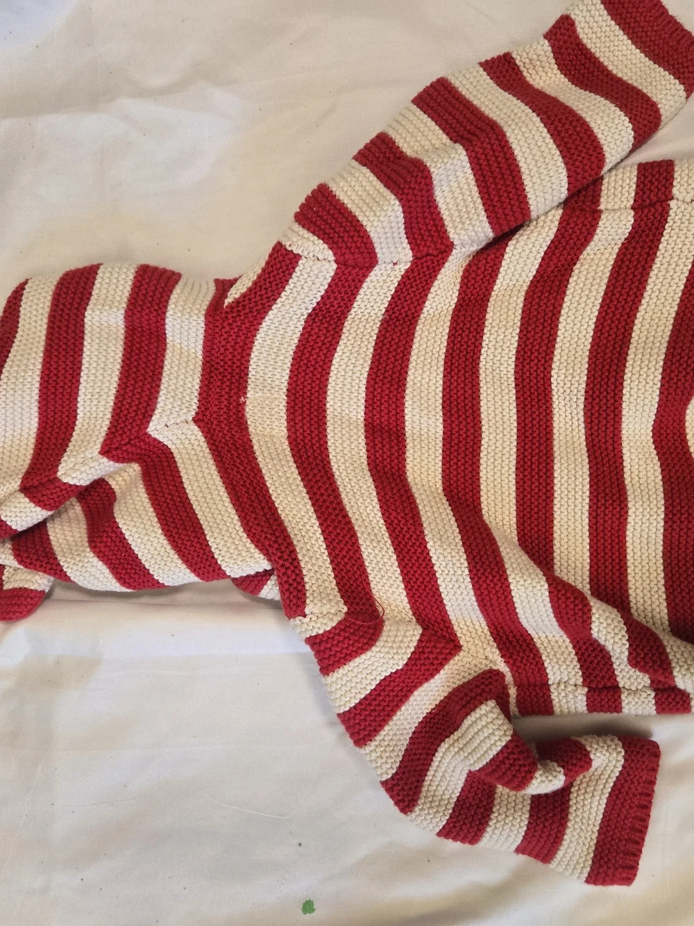 GAP Red and Cream Striped Baby Hoodie with Bear Hood Ears